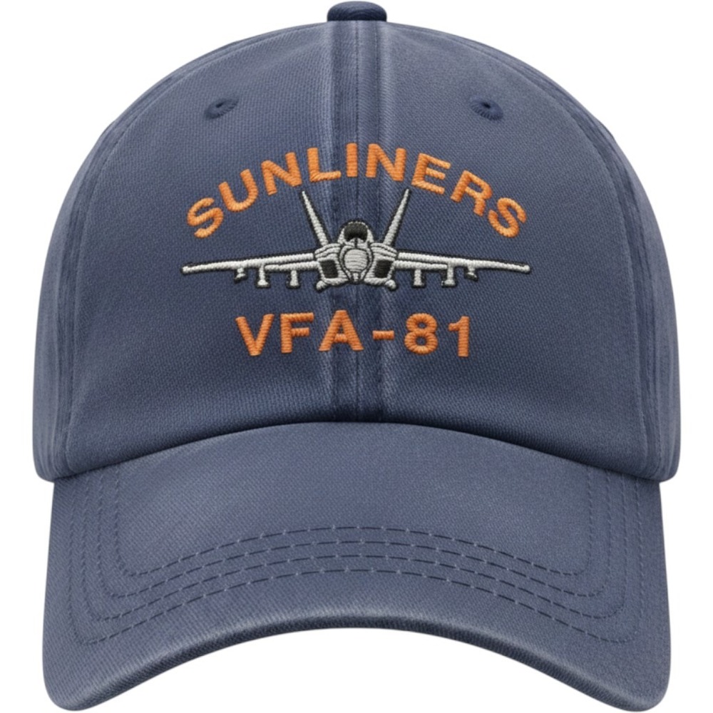 Vintage Anvil Sunliners VFA-81 Navy Blue Baseball Hat Adjustable Military Cap